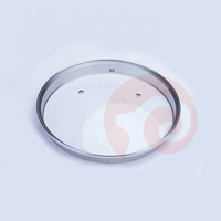 Couvercle de casserole en verre trempé écologique certifié LFGB, type L, avec anneau en acier inoxydable, pour ustensiles de cuisine