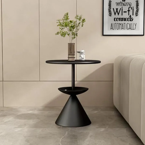 Nuovo Tavolino Rotondo a 2 Ripiani Regolabile 2025 per Soggiorno, Piccolo Tavolino Bianco in Ferro per Caffè - Product Image 6