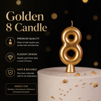 Velas de Cumpleaños de Lujo con Número Dorado del 0 al 9, Velas Metálicas Premium para Pastel, Sin Humo, Sin Goteo, para Pascua y Año Nuevo