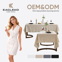 Nappe Rectangulaire Sur Mesure en Coton et Lin Froissé avec Ourlet Piqué, Réutilisable et Lavable, Style Rustique pour Mariages et Événements