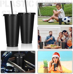 Vasos de Plástico Reutilizables con Tapas y Pajitas, Vasos Personalizados con Logotipo para Café Helado, Vasos de Plástico Negros de 24 oz al por Mayor - Product Image 5