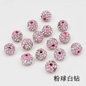 High Quality 10mm 12mm 14mm Colorful Spacer Loose Beads DIY Bracelet Disco Ball Pendants Dress Rhinestones Ball Beads