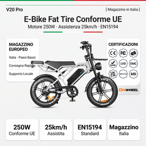 จักรยานไฟฟ้า QMHEEL V20 Pro Fat Bike ขนาด 20x4.0 นิ้ว แบบสองที่นั่ง เบรกไฮดรอลิก จักรยานไฟฟ้า คลังสินค้าอิตาลี ผู้ผลิต OEM ซัพพลายเออร์ สต็อก EU ขายส่ง B2B - Product Image 1