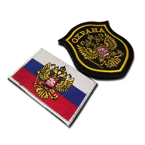 Rusia Bendera Patch Rusia Nasional Emblem Bordir Kait dan Loop Dukungan Lencana untuk Dekorasi Garmen