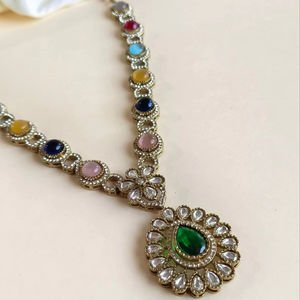 Royal Sabyasachi Necklace Choker <b>Set</b> Bollywood <b>Jewelry</b> Navratna Necklace <b>Indian</b> Bridal Choker Artificial Jewellery - Product Image 1