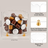 Organisateur de dosettes de café en acrylique avec pieds en métal doré, grande capacité, support de rangement pour capsules de café sur comptoir pour cuisine et bureau