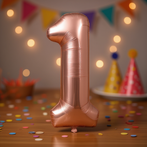 Palloncino Numero 1 in Lamina Metallica Oro Rosa 45cm per Decorazioni Festa di Compleanno - Product Image 3