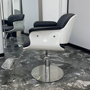 Ajustable en Altura 360° °   Sillón de Barbero Giratorio de Cuero, Silla de Estilismo Moderna y Ecológica <span class=keywords><strong>para</strong></span> Peluquería y Barbería - Product Image 4