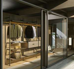 Minimalisti Open Walk in <span class=keywords><strong>armadio</strong></span> Organizer appeso <span class=keywords><strong>armadio</strong></span> <span class=keywords><strong>armadio</strong></span> costruito nel guardaroba moderno in legno massiccio <span class=keywords><strong>armadio</strong></span> con <span class=keywords><strong>specchio</strong></span> - Product Image 2