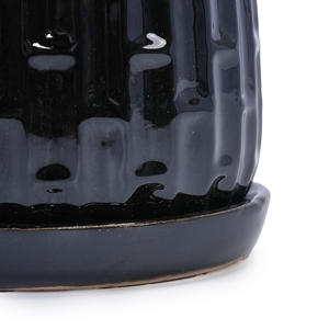 Livraison gratuite, stock US, livraison rapide en 3 jours, pot à fleurs en céramique noir fait main, style américain, soucoupe en céramique pour la maison et le jardin - Product Image 5