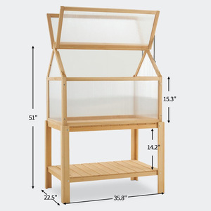 Estufa de Madeira para Plantas Elevadas, Painel de Luz Solar em Policarbonato, Fácil de Montar, para Uso Interno/Externo, Caixa de Proteção para Plantas em Vasos - Product Image 2