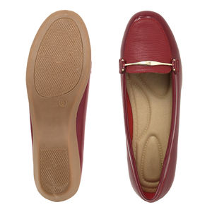 Ballerines rouges pour femmes, chaussures plates à enfiler avec bride à la cheville, légères, décontractées, tendance printemps - Product Image 4