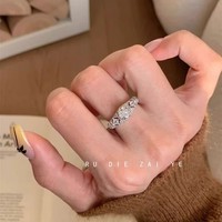 Bague Vintage Bowei Creuse en Acier Inoxydable Plaqué Or 18K avec Zircon, Style Bohème, Design Ouvert