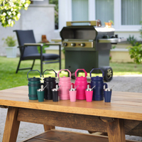 Juego de 2 piezas de Yerba Mate aislado de acero inoxidable de 50Oz y 5oz, juego de jarra de botella de agua al vacío grande con pajita de mango para viajes de Camping