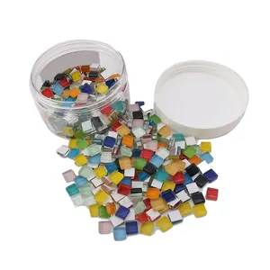 N stock de azulejos de mosaico de cristal cuadrados para manualidades, 1cm de colores mezclados a granel