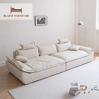 Modernes, extrabreites, tiefes Luxus-Modulsofa-Set aus PU-Leder für Wohnzimmer in Apartments und Lagerhallen