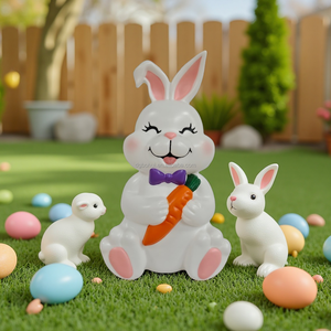 <b>Easter</b> White Rabbit Holding Carrot-shaped Decorations - Product Image 2