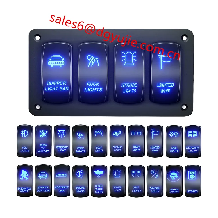 Personalizar Waterproof Dash 5 Pin ON/Off 4 Gang Light Bar Switches Rocker Toggle Switch Painel para Automotive Car Marine Boat RV