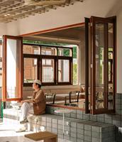 Ventanas Plegables Modernas de Aluminio con Doble Acristalamiento, Persiana Enrollable Horizontal, Malla de Acero Inoxidable, Insonorizadas