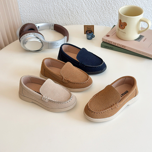 Chaussures plates décontractées pour garçons et filles, bout rond, en cuir souple, mocassins à enfiler, chaussures d'école pour enfants - Product Image 3