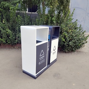 Contenedor de Basura Rectangular para Exteriores, de Acero Galvanizado, para Clasificación y Reciclaje, para Parques, Plazas, Zonas Residenciales y Calles - Product Image 2