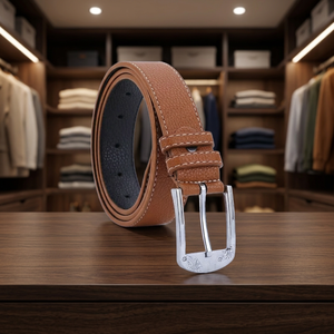 Ceinture de fête pour homme en cuir de vachette de haute qualité à motif écossais, avec logo personnalisé imprimé, boucle carrée en acier 3D, robuste et imperméable - Product Image 1