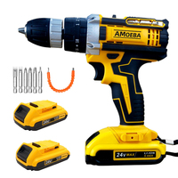KC Corée, outils électriques de bonne qualité, jaune, kits d'outils électriques sans fil, perceuse électrique sans fil avec deux batteries, un chargeur, boîte en plastique