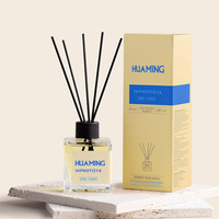 Diffuseur de parfum d'ambiance en verre transparent carré de 120 ml avec logo personnalisé, bâtonnets en fibre noire, emballage personnalisé, coffret cadeau