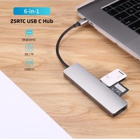 Hub de estación de acoplamiento 6 en 1 USB C con adaptador OTG HDTVI USB SD/lector de tarjetas Micro USB 3,0 adaptador multipuerto para acceso a datos