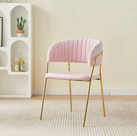 Conception populaire en vrac luxe rose vert noir velours coloré table à manger en tissu café restaurant chaise de salle à manger avec pieds en métal