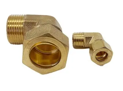 Brass ferrule nén phụ kiện đường ống, Brass nam nối khuỷu tay Brass fitting3/8 "x 3/8"