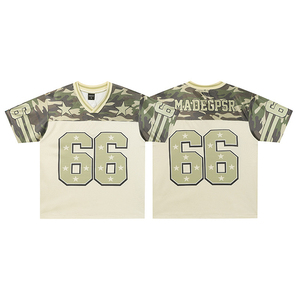 T-shirt vintage style jersey pour homme, été, maille respirante, manches courtes, col en V, streetwear, sport, décontracté - Product Image 1