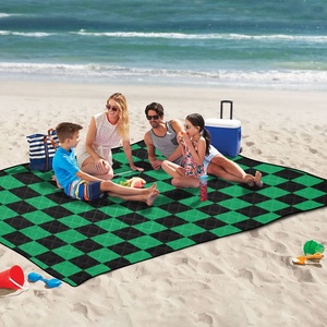 Hawaiian Custom Checked Print Picnic Blankets Foldable Hand Bag Washable Waterproof and Moisture-Proof Zip-up Picnic Blanket Mat - Product Image 5