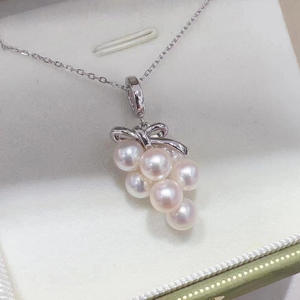 Pendentif en argent S925, accessoire de bricolage avec collier en jade en forme de raisin et perles rondes de 4-5 mm, 31038, perle charmante - Product Image 3