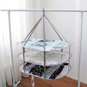 Large Folding Laundry <b>Drying</b> <b>Rack</b> Fold Flat Dry Hanger for Indoor Outdoor Polyester Dryer Mesh Belt - Product Image 3