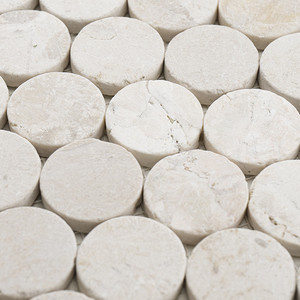 Piastrelle a Mosaico Circolari in Avorio 12x12 Pollici, Decorazione per Pavimenti e Pareti in Pietra Naturale - Product Image 4