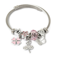 PFT Pulsera de Acero Inoxidable a la Moda con Colgante de Libélula de Cristal, Joyería Electrochapada en Oro