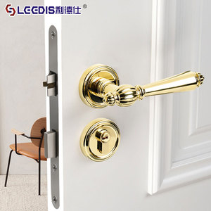 Lgedis Gold Door Locks Zinc Alloy Lever Lock Interior Wooden Door Handles Anti Rust Silent Operation - Product Image 2