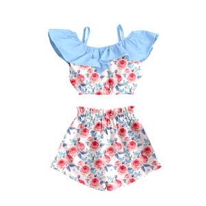 Vestido de Niña con Volantes de Seda de Leche, Estampado Floral Rosa, Conjunto de 2 Piezas para Niños, Ropa Infantil Personalizada OEM ODM - Product Image 4