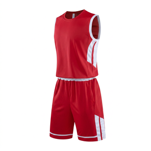 Ensemble d'uniformes de basketball pour hommes CLASSICAL TRENDS de haute qualité, manches longues, 100% polyester, 180g, séchage rapide, couleur rouge - Product Image 1
