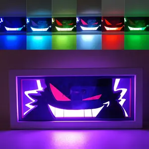 Narutos share Box ombra RGB 3D carta intaglio Laser luci Anime regalo decorazione per la casa fumetti Con luce