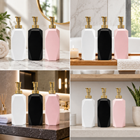 Bouteilles cylindriques de luxe en PET à facettes avec pompe métallique dorée, imprimées en sérigraphie, contenants vides rechargeables pour lotion et huile essentielle