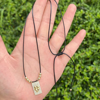 Collier Scapulaire Plaqué Or 18 carats avec Zirconium Cubique, Bijou Scapulaire, Collier Marie, Médaille Miraculeuse, Collier Scapulaire Catholique Religieux