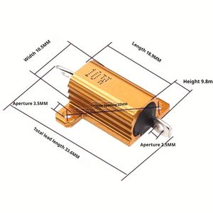 RX24 Axial Golden Aluminium Shell <b>Resistor</b> 5W 10W 2.2R 3.3R 10 20 25 40 47R 50 68 100R 1K 10K Ohm Power <b>Dynamic</b> <b>Brake</b> Resistance - Product Image 3