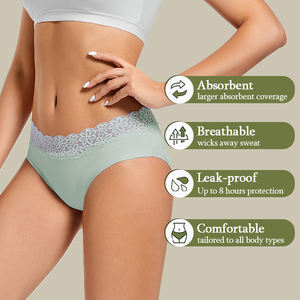 Aceptamos bragas menstruales elásticas de bambú absorbentes reutilizables ecológicas personalizadas - Product Image 5