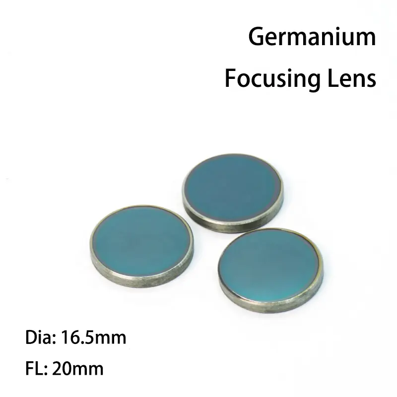 Lente óptica infrarroja de diámetro 16,5mm FL 20mm Ge Focus, lente de enfoque de germanio para aplicación láser infrarroja, venta al por mayor, disponible