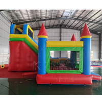 KARRY Château gonflable et structure de jeux gonflables avec toboggan, usage commercial, rouge/bleu, garantie 3 ans, capacité 300-500 kg