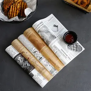 Balmumu yaprak kağıt Deli Newsprint gıda sepeti gömlekleri sandviç ambalaj kağıdı gres dayanıklı kağıt