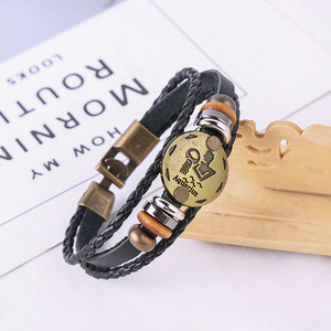Bracelet en gros avec les 12 signes du zodiaque pour hommes, style vintage japonais, astrologie en plein air, bracelet tissé à la main - Product Image 5