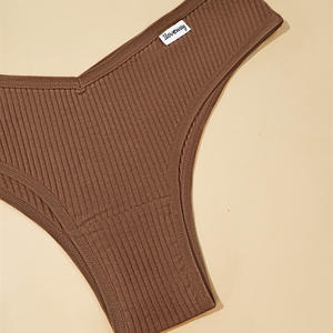 กางเกงในทรงสามเหลี่ยมผ้าริบสไตล์ Maillard สำหรับผู้หญิง - เอววี ระบายอากาศได้ดี ผ้าฝ้าย เซ็กซี่ ยกกระชับสะโพก - Product Image 3